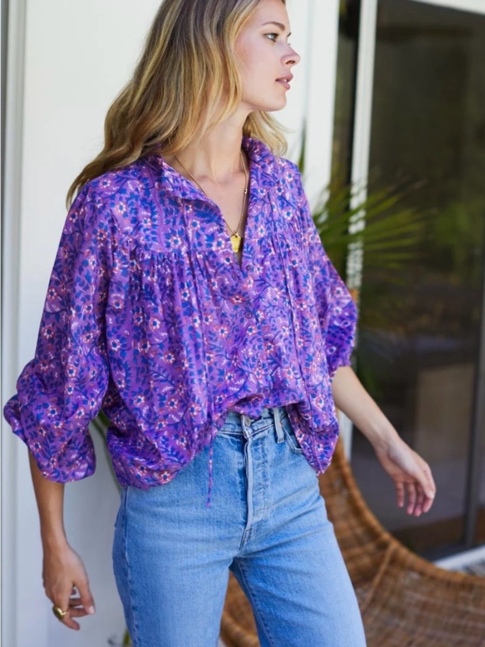 Emerson Fry - Emmaline Violet Wildflower Blouse -Medium- NWT - Picture 5 of 9